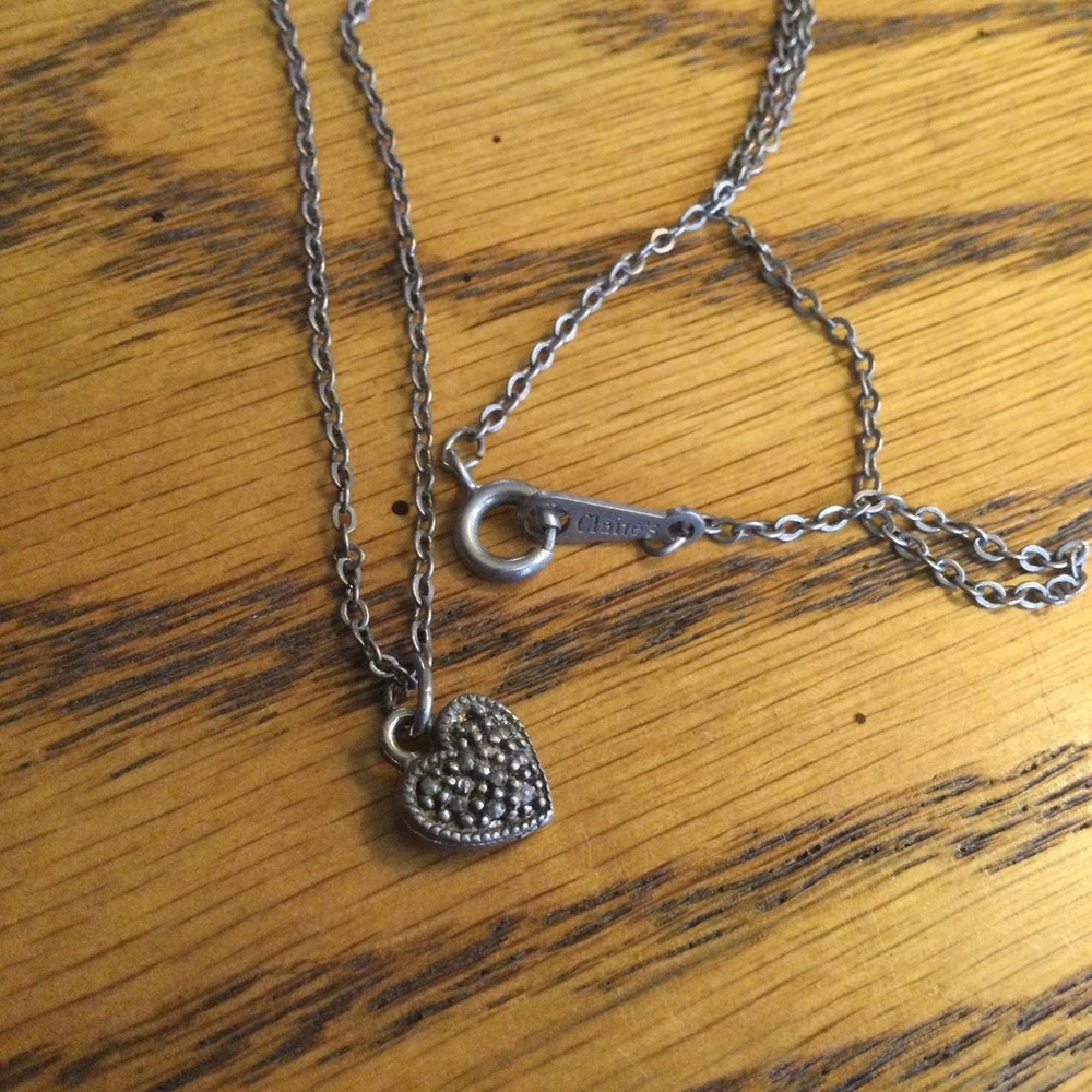 Claire's Silver Textured Heart Necklace